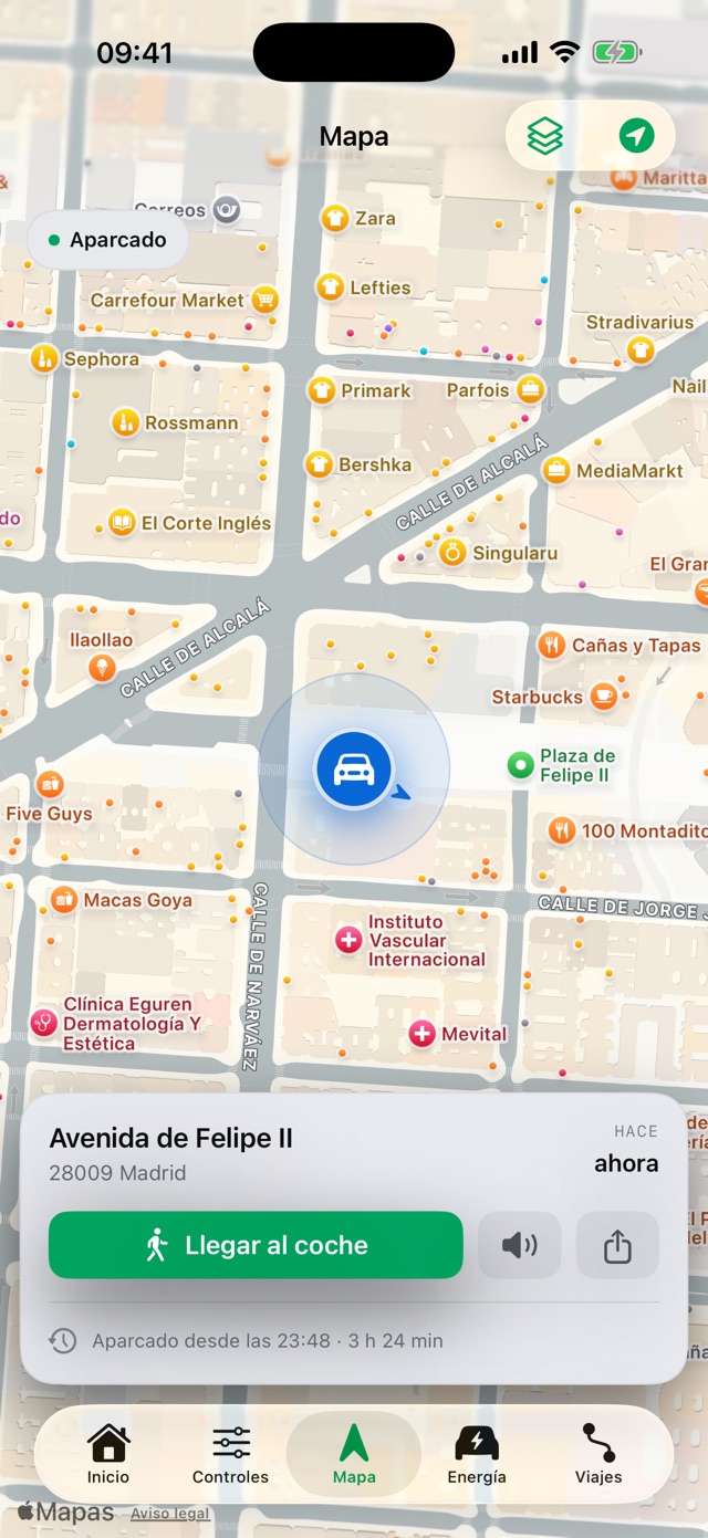 Mapa con la ubicación del coche